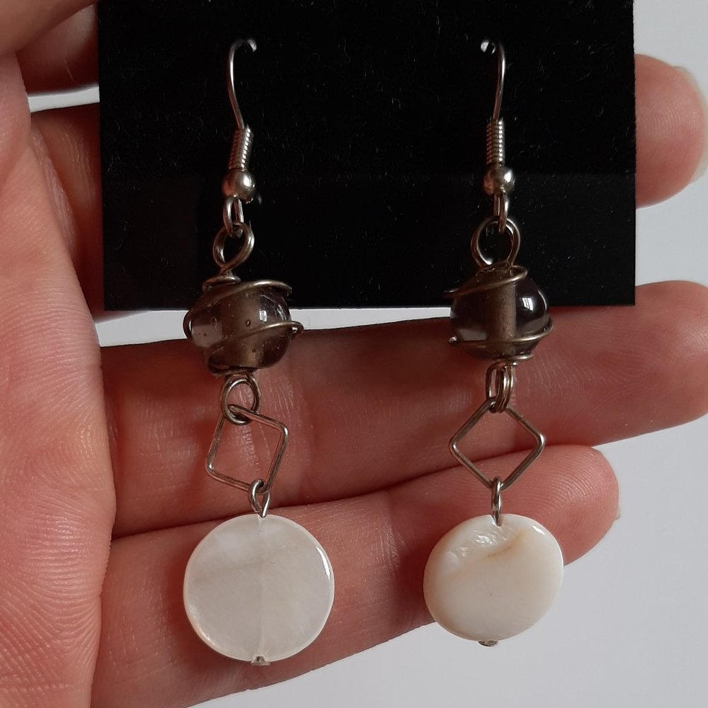 Dark Grey Dangle Earrings